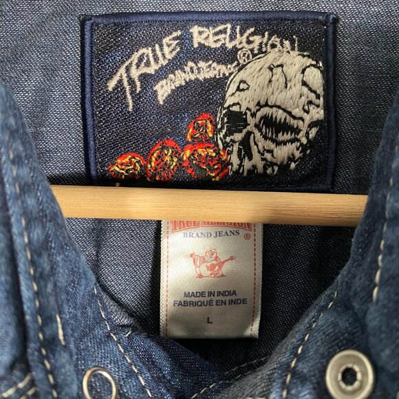 True Religion Men's Vintage Rocky Long Sleeve Western Shirt - Picture 4 of 8